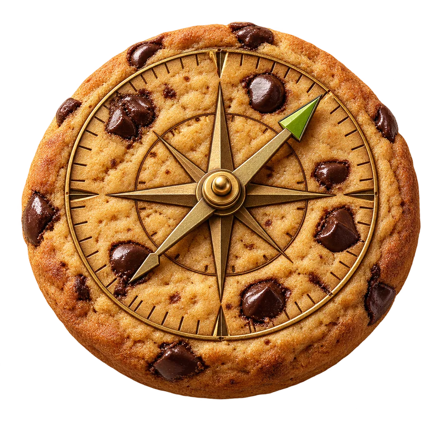 Biscoito com uma bússola