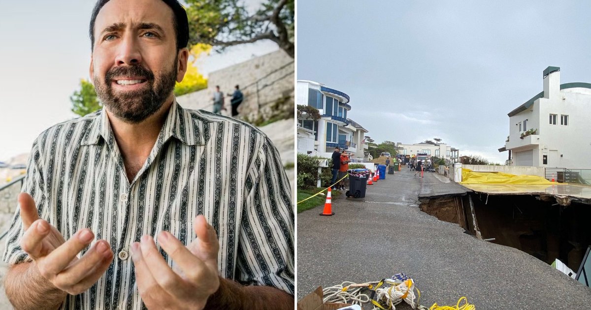Entrada de mansão de Nicolas Cage desaba e abre cratera em Malibu