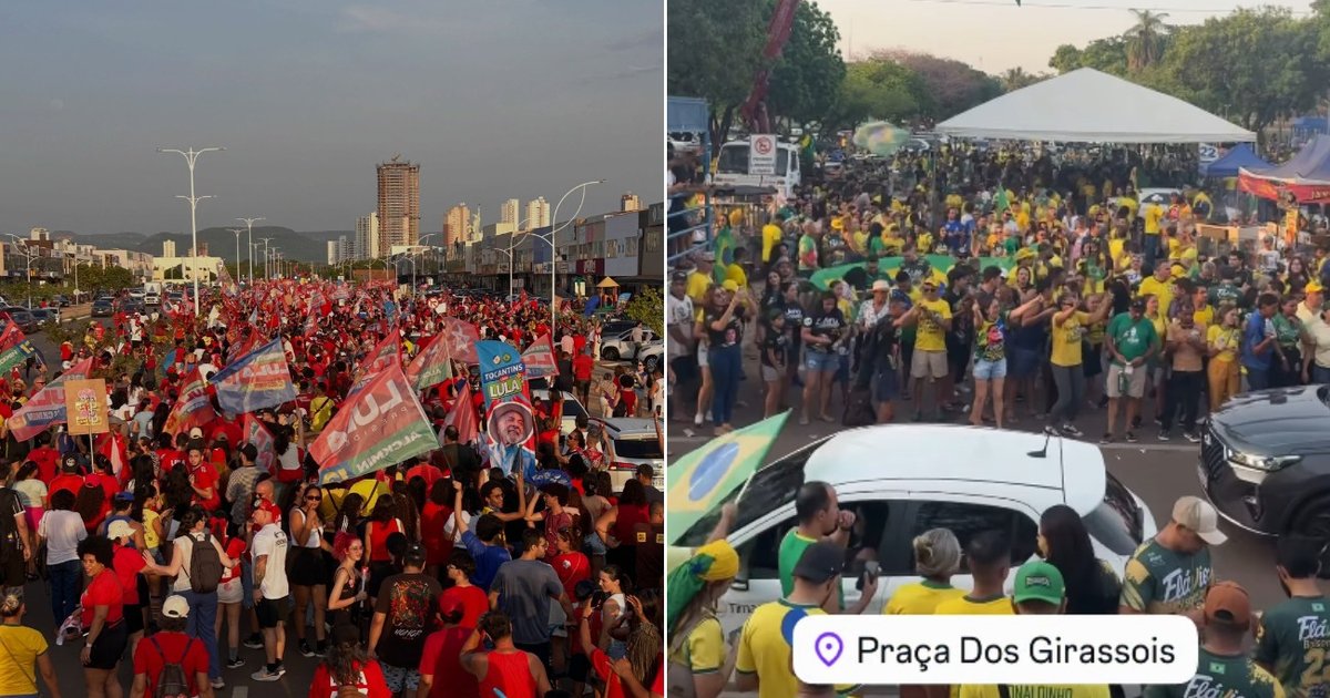 Apoiadores de Lula e Flávio Bolsonaro ocupam ruas de Palmas na véspera do segundo turno