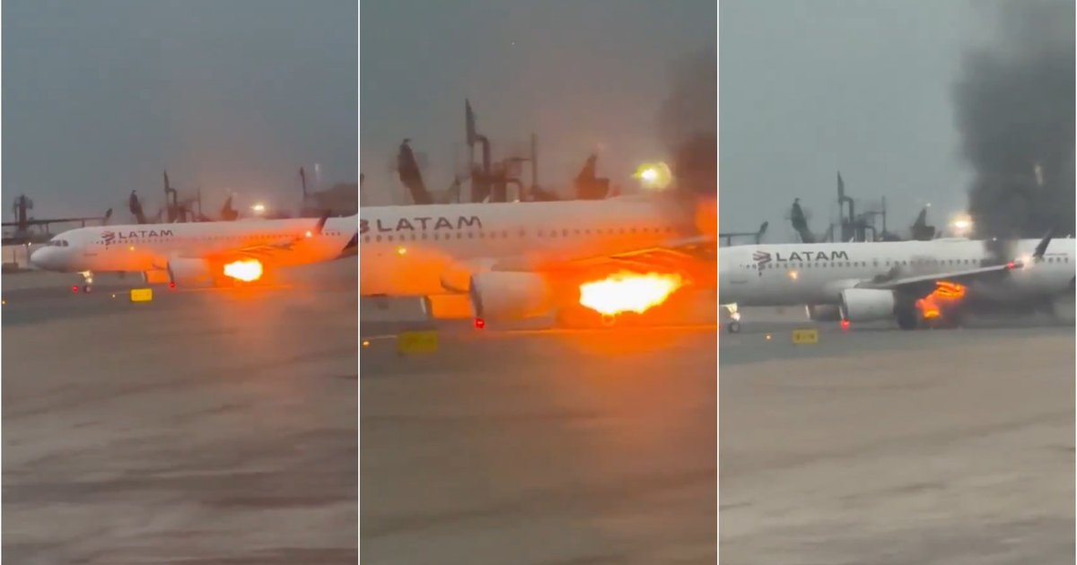 Asa de avião da Latam pega fogo antes da decolagem no Peru; passageiros desembarcam sem ferimentos