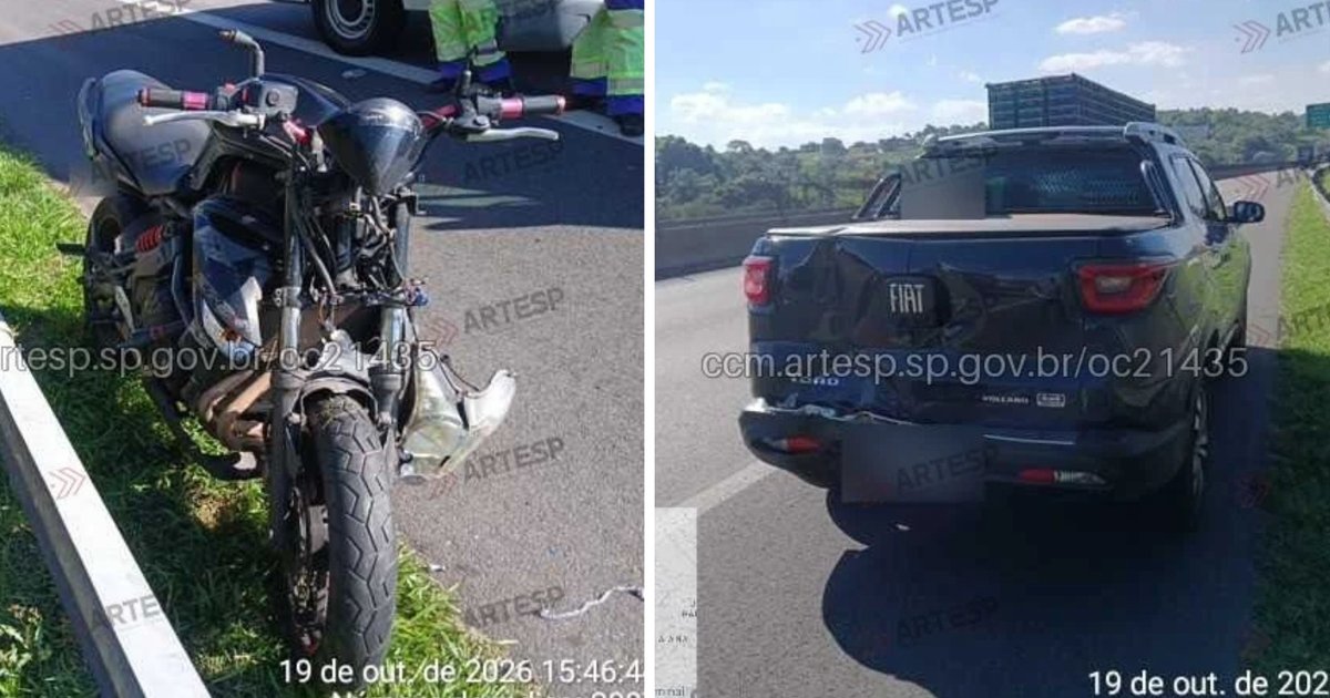 Batida entre moto e utilitário deixa ferido grave na Anhanguera em Jundiaí