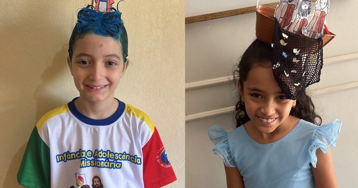 Crianças recriam cenas bíblicas em penteados para homenagear Nossa Senhora Aparecida em Campo Grande