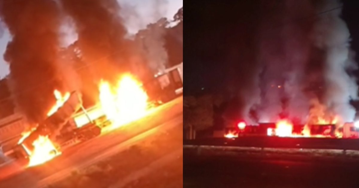 Carreta pega fogo ao atingir rede de alta tensão em Teresina; motorista morre