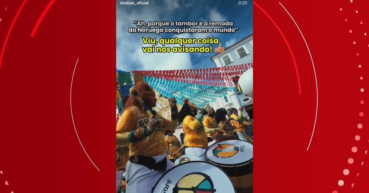 Olodum brinca com 'remada viking' e celebra ancestralidade afro na Copa de 2026
