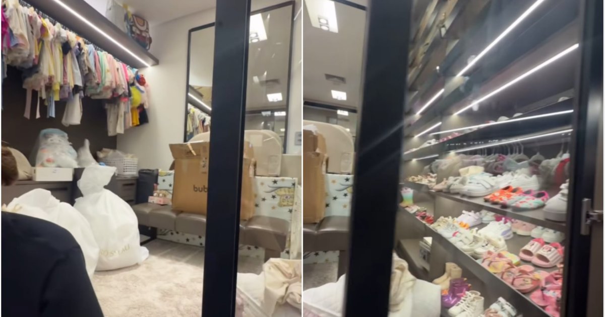 Bruna Biancardi doa roupas das filhas e closet chama atenção nas redes