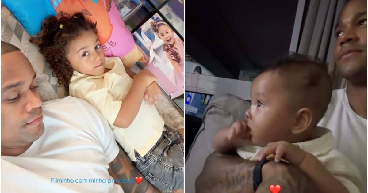 Léo Santana curte domingo em casa com os filhos Liz e Levi