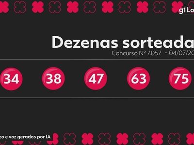 Quina acumula R$ 6,2 milhões; números sorteados são 34, 38, 47, 63 e 75