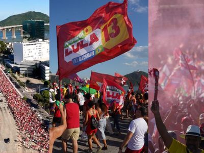 Apoiadores de Lula cruzam a Terceira Ponte em ato pela reeleição no Espírito Santo