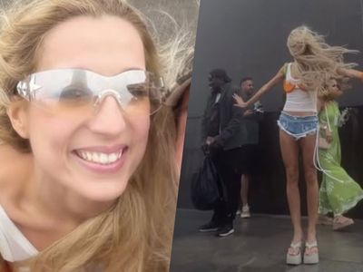 Samira Sagr vive perrengue com ventania no Cristo Redentor