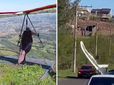 Vídeo registra decolagem de piloto de asa-delta que entrou em coma após acidente no Rio Grande do Sul