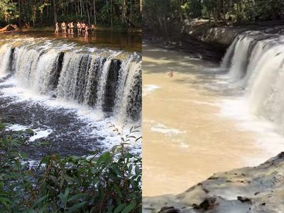 Obra irregular turva água da Cachoeira Natal no Amazonas