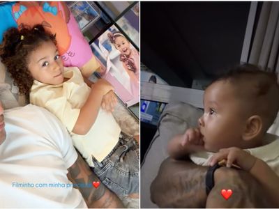 Léo Santana curte domingo em casa com os filhos Liz e Levi